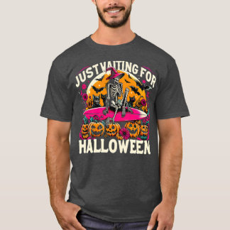 Grappig om te wachten op Halloween Skeleton Spooky T-shirt