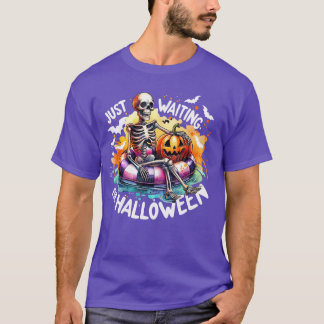 Grappig om te wachten op Halloween Skeleton Spooky T-shirt