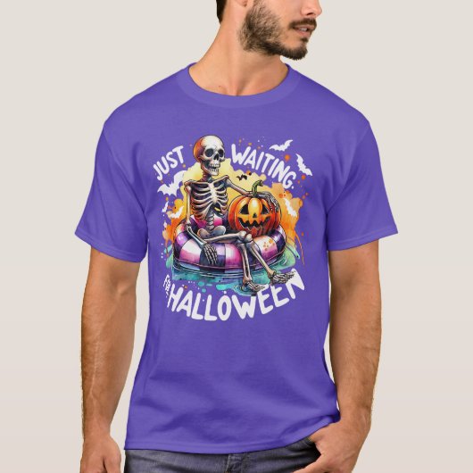 Grappig om te wachten op Halloween Skeleton Spooky T-shirt (Voorkant)
