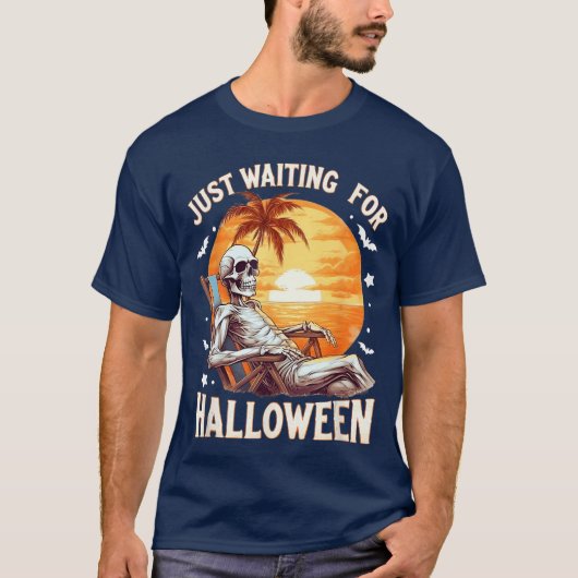 Grappig om te wachten op Halloween Skeleton Spooky T-shirt (Voorkant)