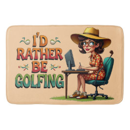 Grappig om voor haar te golfen badmat