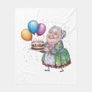 Grappig oma bloemenschort verjaardagskunst fleece deken