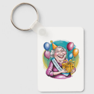 Grappig oma verjaardag grap cadeau sleutelhanger