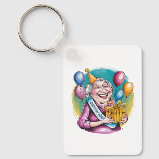 Grappig oma verjaardag grap cadeau sleutelhanger (Voorkant)