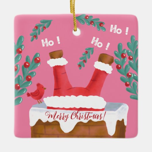 Grappig omkeerbaar roze Santa Ornament (Voorkant)
