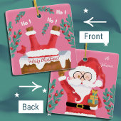 Grappig omkeerbaar roze Santa Ornament