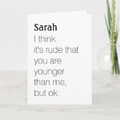 Grappig onbeleefd dat je jongere aangepaste verjaa kaart (Voorkant)