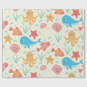 Grappig onder het Zee Creatures Ocean Pattern Cadeaupapier (Vlak)