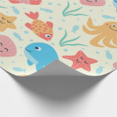 Grappig onder het Zee Creatures Ocean Pattern Cadeaupapier (Hoek)