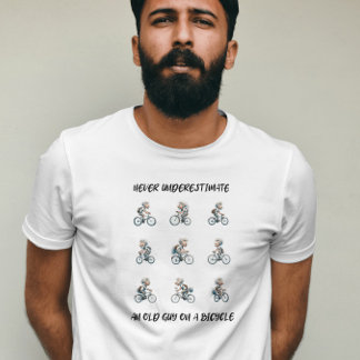 Grappig Onderschat nooit een oude man op een fiets T-shirt