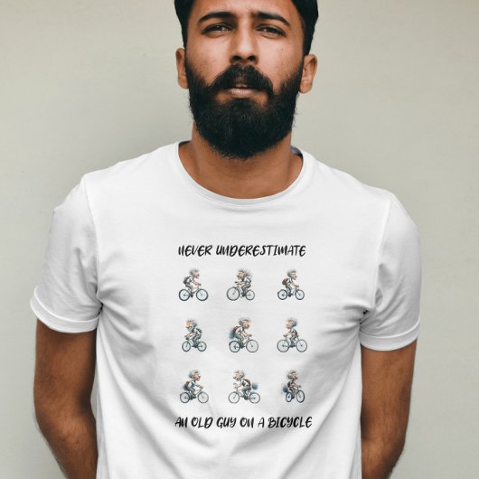 Grappig Onderschat nooit een oude man op een fiets T-shirt
