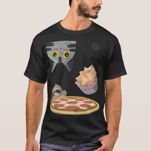 Grappig ondersteboven hongerige kat vallende chips t-shirt