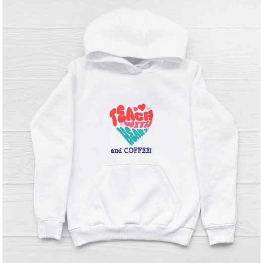 Grappig' ONDERWIJS MET HART en KOFFIE' Blauw/Rood Hoodie