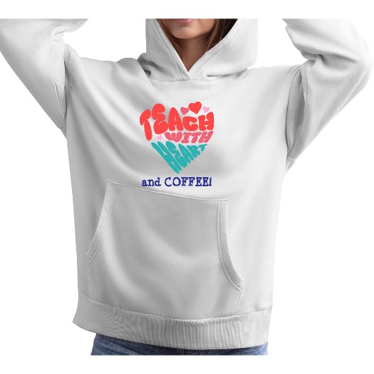 Grappig' ONDERWIJS MET HART en KOFFIE' Blauw/Rood Hoodie