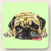 Grappig Onderzetter met Pug Dog - Uw kleuren (Voorkant)
