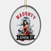 Grappig ondeugend en ik weet het kerst pinup keramisch ornament (Rechts)
