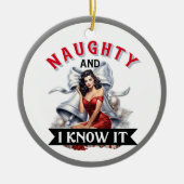 Grappig ondeugend en ik weet het kerst pinup keramisch ornament (Voorkant)