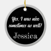 Grappig ondeugend en ik weet het kerst pinup keramisch ornament (Achterkant)