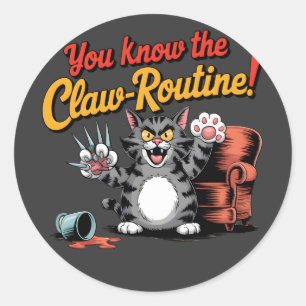 Grappig ondeugend kattenontwerp ronde sticker