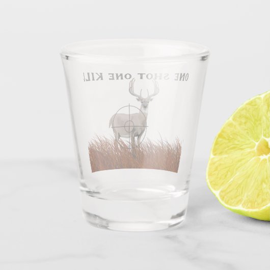 Grappig ONE SHOT ONE KILL Buck Deer Silhouette Shot Glas (Achterkant)