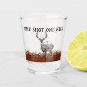 Grappig ONE SHOT ONE KILL Buck Deer Silhouette Shot Glas (Voorkant)
