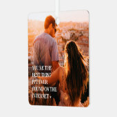 Grappig Online Dating Paar 2 Foto Metalen Ornament (Voorkant links)