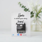 grappig onroerend goed thuis is waar je verhaal be briefkaart (Staand voorkant)