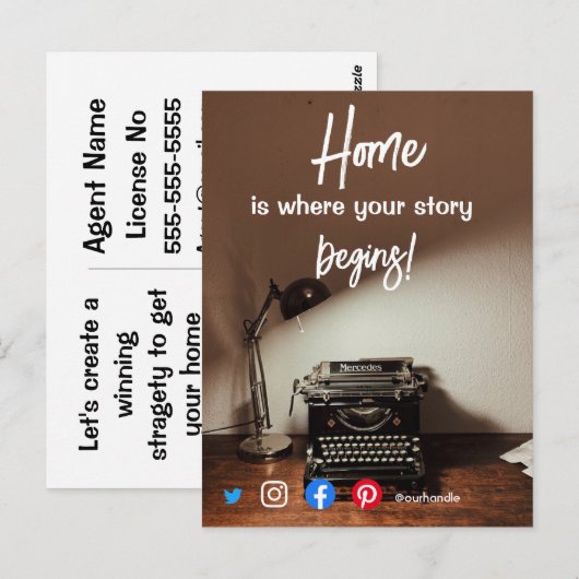 grappig onroerend goed thuis is waar je verhaal be briefkaart (Voorkant / Achterkant)