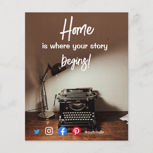 grappig onroerend goed thuis is waar je verhaal be flyer (Voorkant)