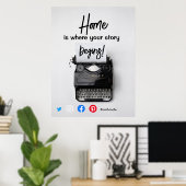 grappig onroerend goed thuis is waar je verhaal be poster (Thuiskantoor)