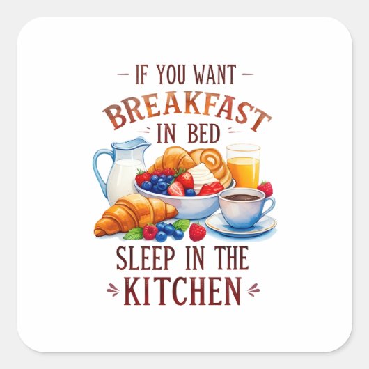 Grappig ontbijt eten ontwerp vierkante sticker (Voorkant)