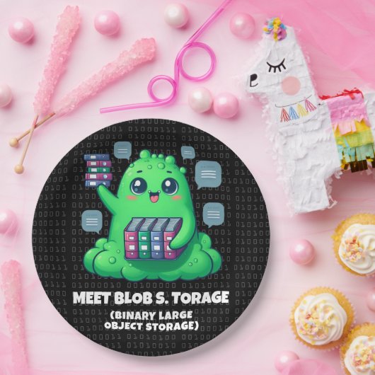 Grappig Ontmoet Blob S. Opslag Binaire Achtergrond Papieren Bordje (Feest)