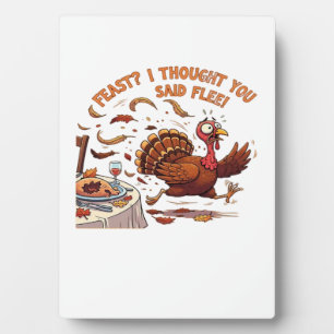 Grappig Ontsnappende Kalkoen Thanksgiving Klassiek Fotoplaat