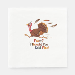 Grappig Ontsnappende Kalkoen Thanksgiving Klassiek Servet