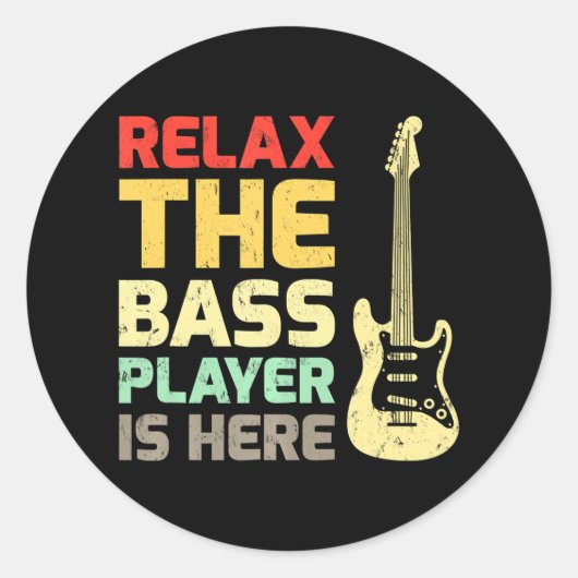 Grappig Ontspan de bassist is hier gitaar Ronde Sticker (Voorkant)
