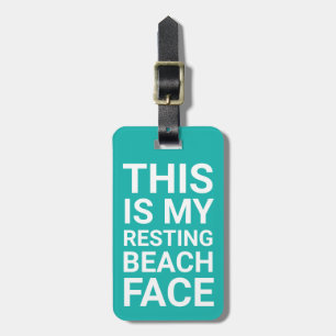 Grappig Ontspannen Strandgezicht   Teal Reis Bagagelabel