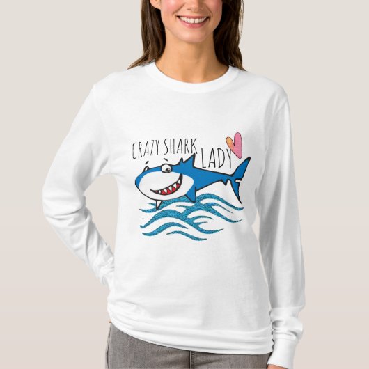 Grappig ontwerp gekke haai dame dames t-shirt (Voorkant)