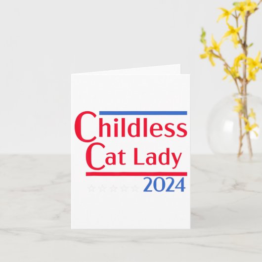 Grappig ontwerp kinderloze kattenvrouw 2024 Cadeau Kaart (Gele Bloem)