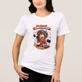 Grappig ontwerp met cartoon over lage batterij Tri-Blend shirt (Voorkant)