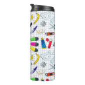 Grappig ontwerp met schoolspullen. Aangepast initi Thermosbeker (Geroteerd rechts)