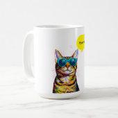 Grappig ontwerp met spraakballon van kat koffiemok (Voorkant links)