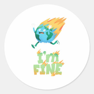 Grappig ontwerp over klimaatverandering Aarde “Ik Ronde Sticker