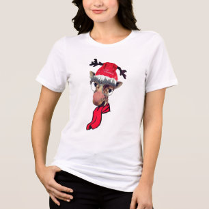 grappig ontwerp van de kersttjasje met giraffe Tri-Blend shirt
