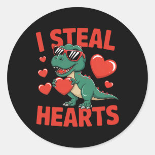 Grappig ontwerp van een dinosauriër valentijnskaar ronde sticker