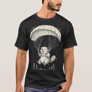 Grappig Ontwerp van Springende Bever met Parachute T-shirt