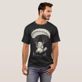 Grappig Ontwerp van Springende Bever met Parachute T-shirt (Voorkant volledig)