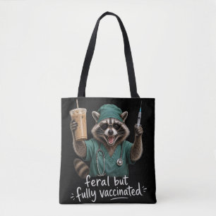 Grappig ontwerp van wasbeer-verpleegster tote bag