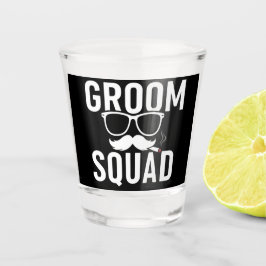 Grappig ontwerp voor bruidegom en vrienden voor hu shot glas