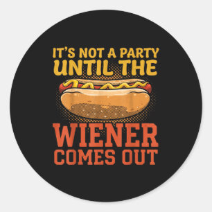 Grappig Ontwerp Voor Mannen Vrouwen Hotdog Kraam G Ronde Sticker