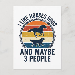Grappig ontwerp voor paard- en hondenliefhebbers m briefkaart